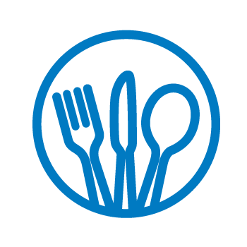 Image of a circle around a fork, spoon, and knife
